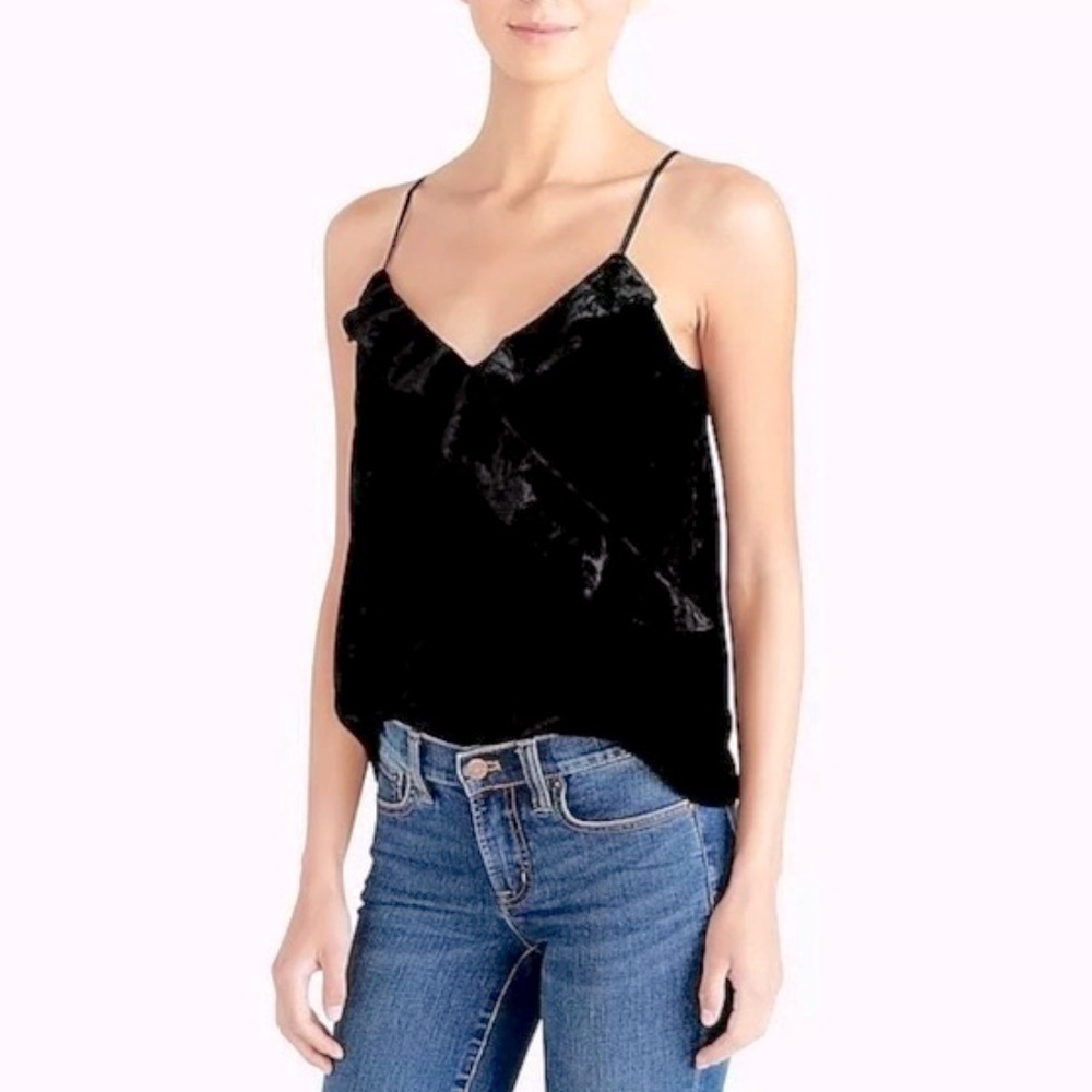 J. Crew Like New Black Ruffled Cami Size 6